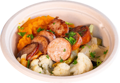 Kielbasa and sweet potato mash